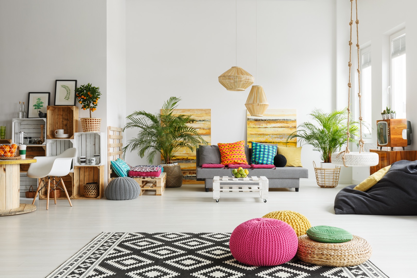 Loft living room Villa with pool